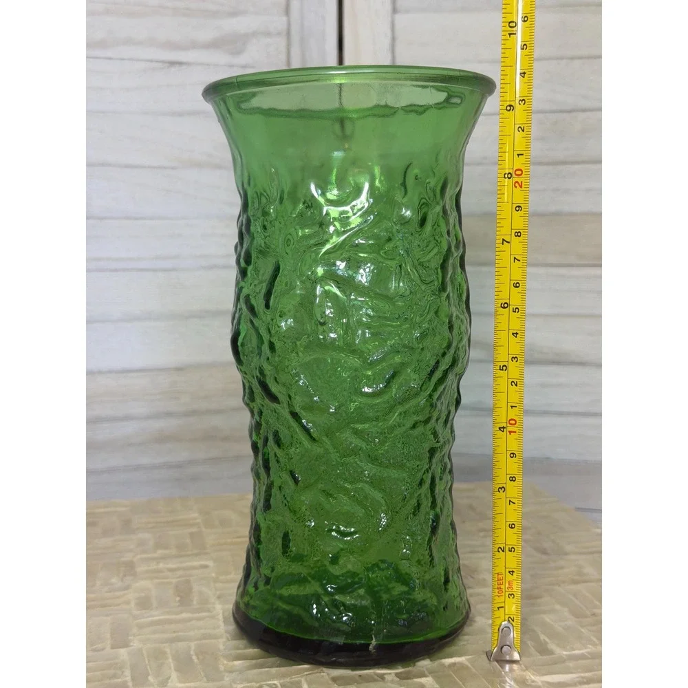 Vintage MCM Emerald Green Glass Vase